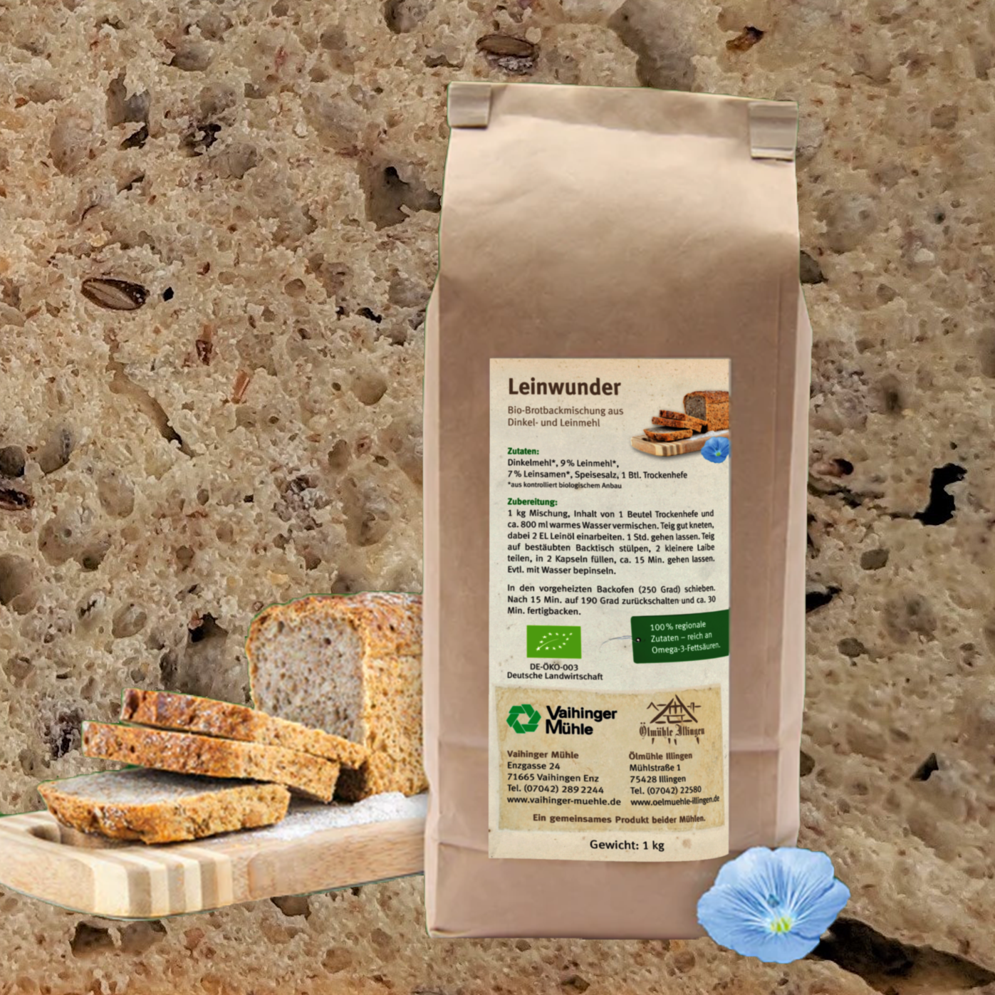 Leinwunder Bio-Brotbackmischung 1 kg