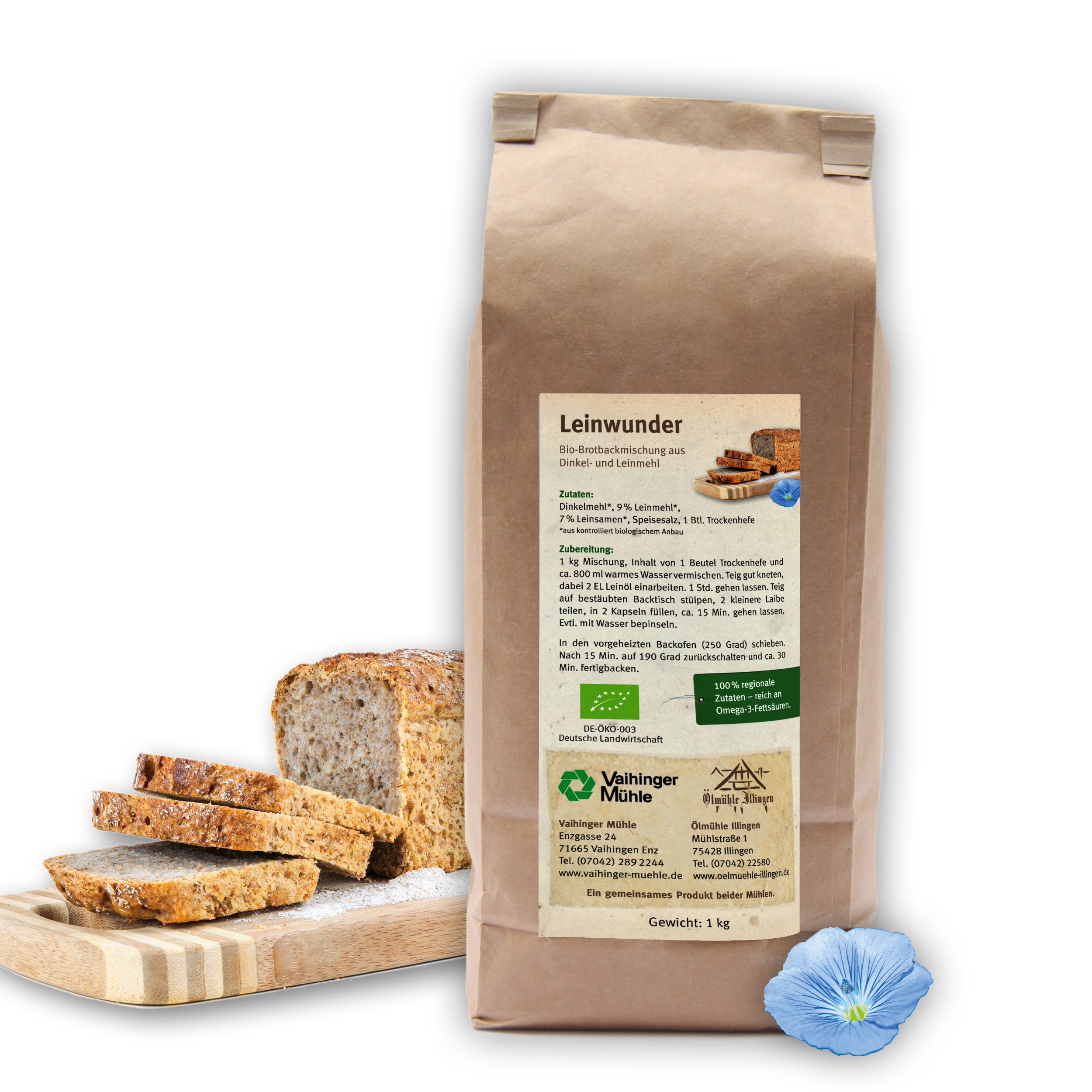 Leinwunder Bio-Brotbackmischung 1 kg